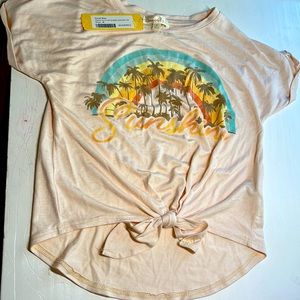 Tie Front Graphic Dolman Tee